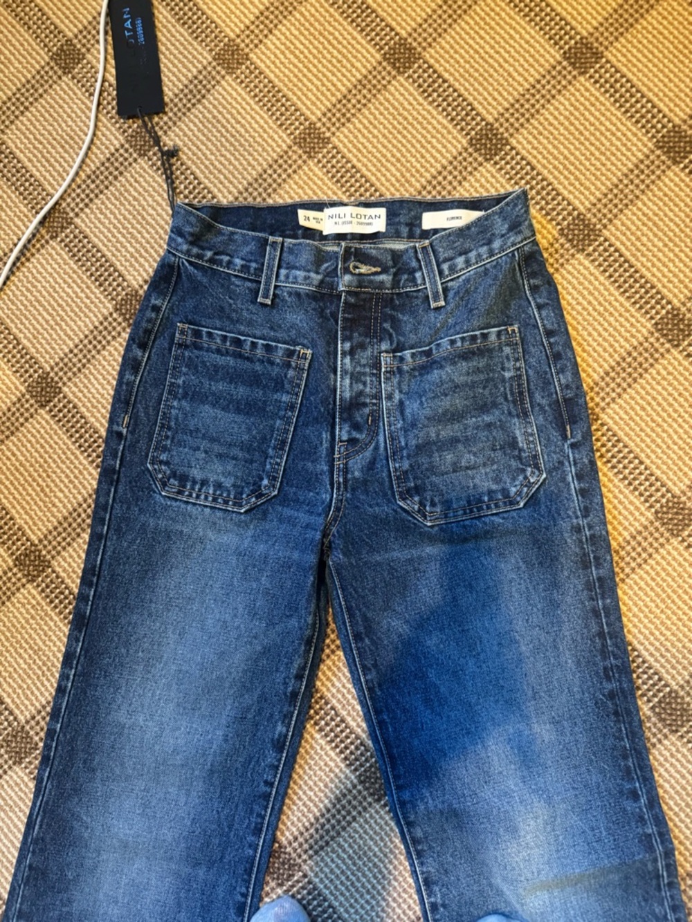Nili Lotan Florence Dark Blue Denim High-Rise Wide-Leg Jeans
